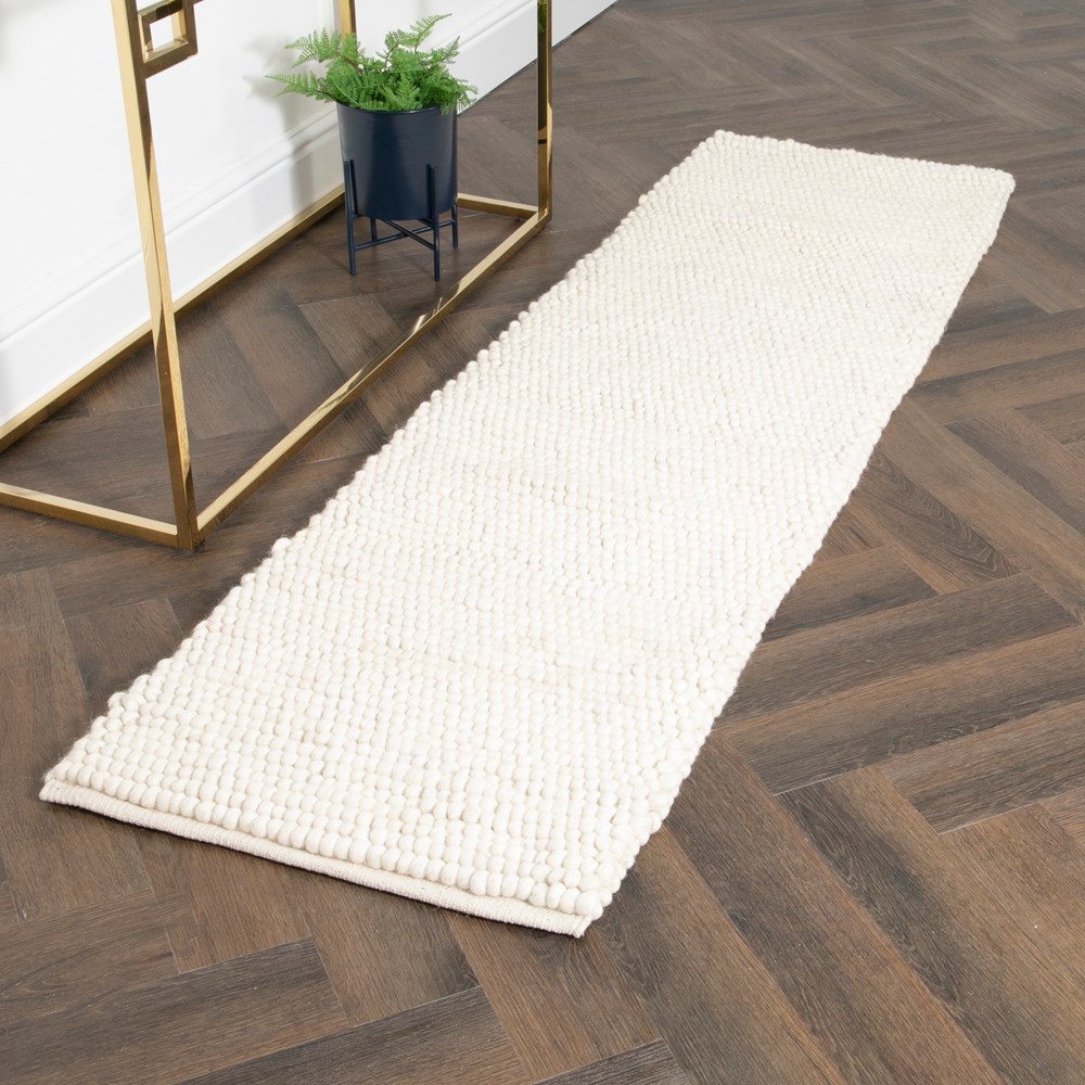 Berkeley Textured Wool Runner Rugs in Cream